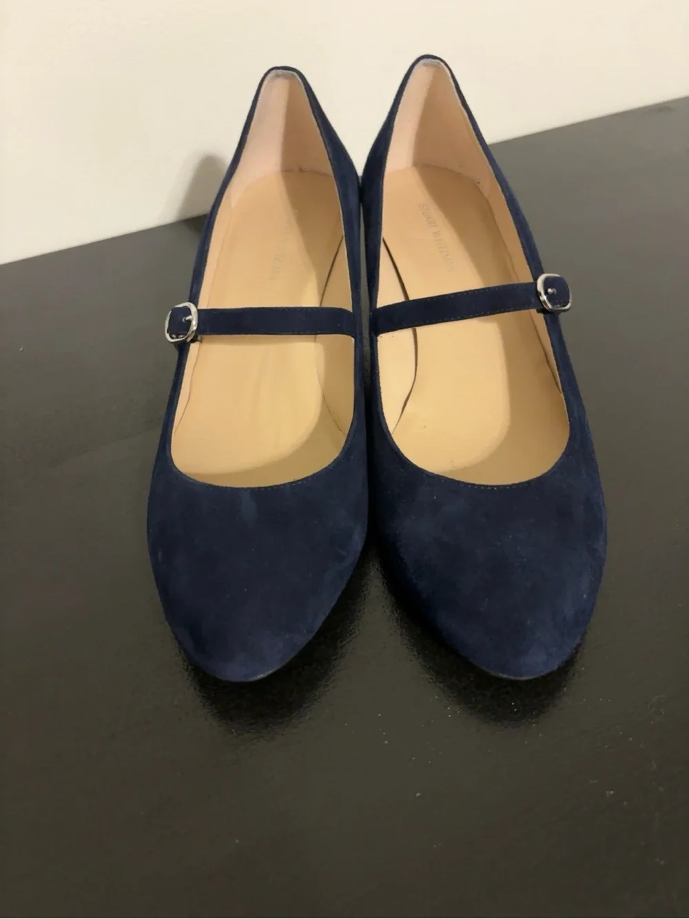 Stuart Weitzman Gabby 45 Mary Jane Pumps Navy Blue Suede Women’s 8.5